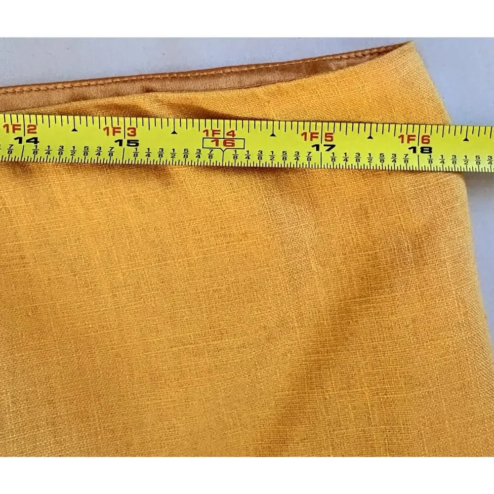 MICHAEL KORS Embroidered Floral Eyelet Linen Skirt | Size 14 Yellow Lined Boho